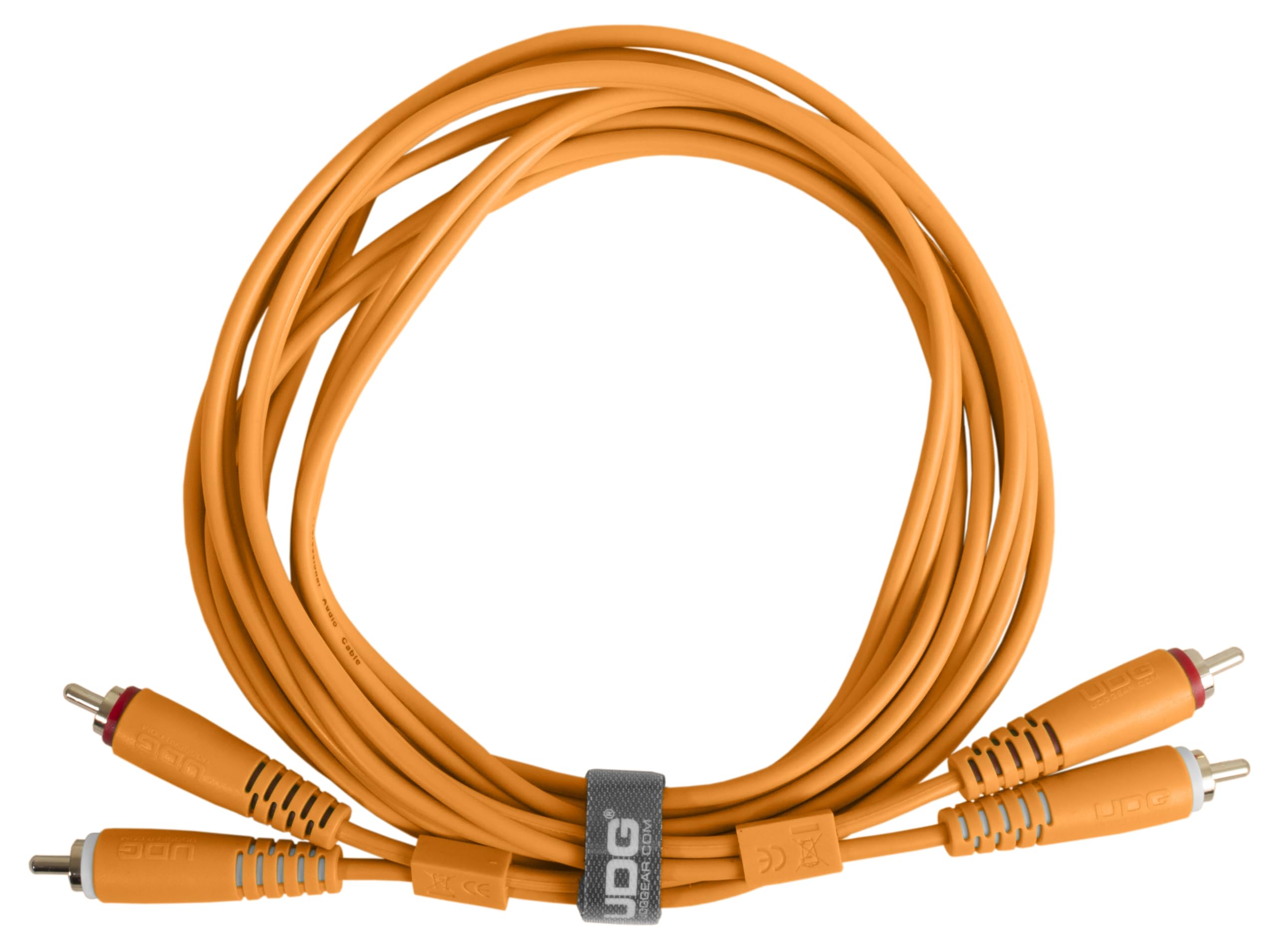 UDG Audio Cable Set RCA - RCA Orange Straight 1.5m, Compatible with all Jack to Jack devices