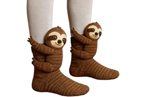 Cute Sloth Socks for Women Men 3D Animal Knit Hugging Crew Socks Cozy Warm Athletic Sport Ankle Socks Christmas Gift