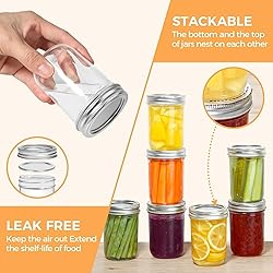 ComSaf Small Mason Jars 8 oz, 24Pcs Regular Mouth
