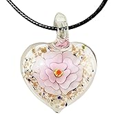 Handblown Murano Glass Style Necklace, Colorful Large Heart Pendant Necklace, Murano Glass Inspired Jewlery, Gifts for Women Girls Christmas