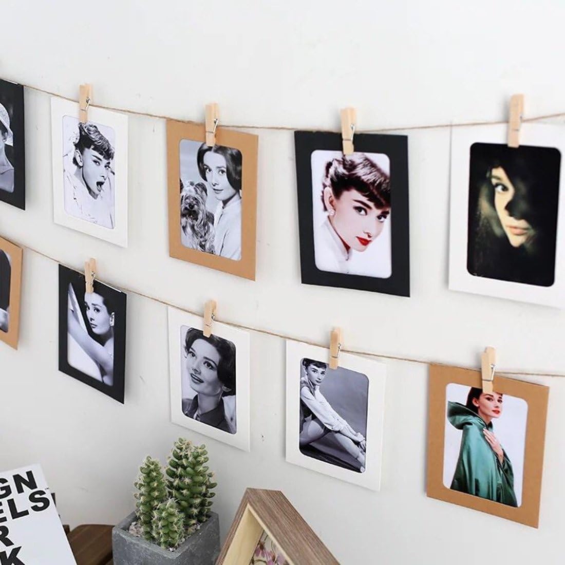 Dremisland Photo Display Pictures Organizer, Wall Hanging Picture Frames Collage Includes 100 Clips - Image 3