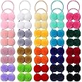40Pcs Girls Hair Accessories - Small Fluffy Pom Ball Elastic Ponytail Holders and Rubber Bands for Baby Girls, Toddlers, Infants