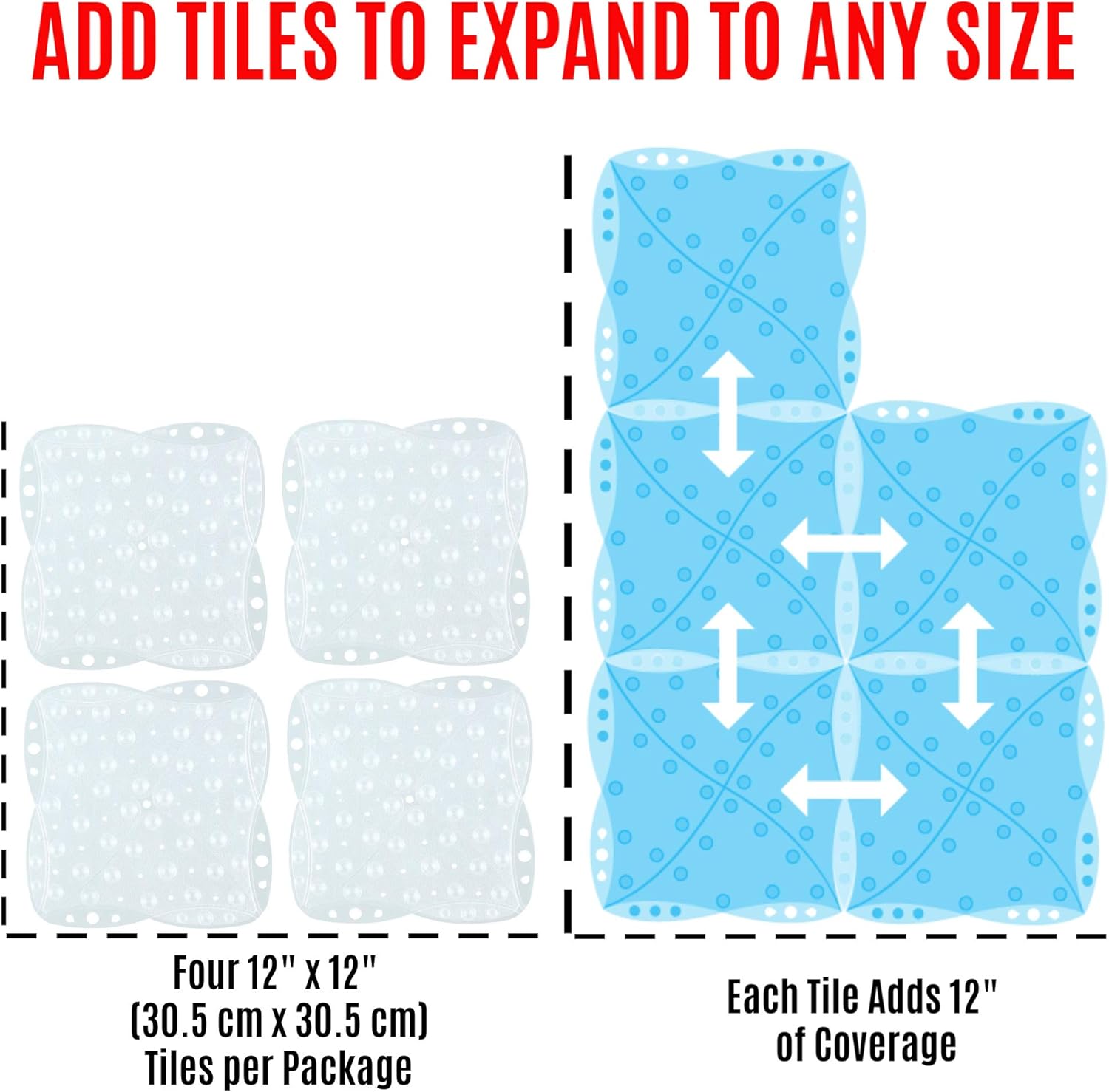 SlipX Solutions Versatile Expandable Bath & Shower Safety Mat System Fits Any Size Tub or Shower! (Custom Size, Clear): Health & Personal Care