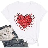 Valentine Shirts Funny Love Heart T-Shirt Women Girl's Valentines Short Sleeve Tee Tops