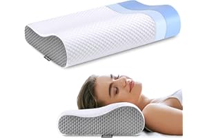 POLOVO Neck Pillow Memory Foam for Pain Relief Bed Pillow for Sleeping, Ergonomic Orthopedic Cervical for Neck and Shoulder Pain, Side Back Stomach Sleeper