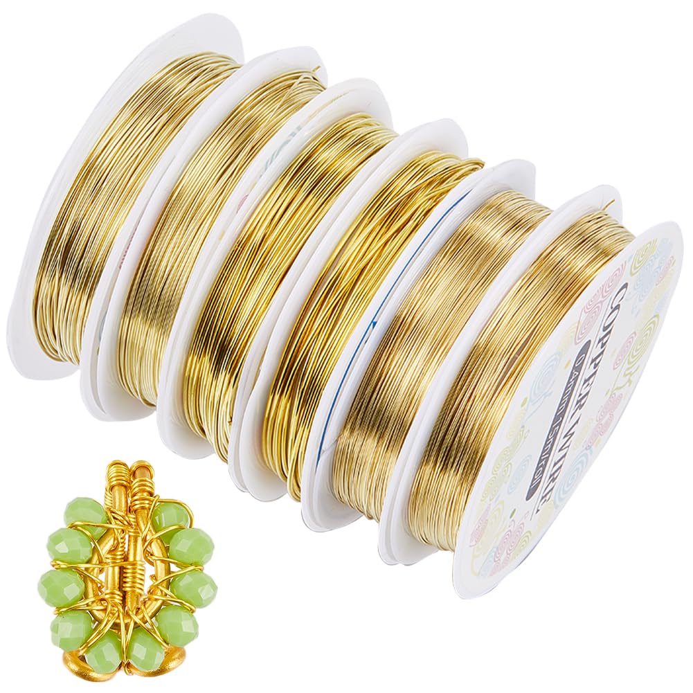 SUNNYCLUE 58M Copper Bead Wires 0.3/0.4/.5/.6/.8/1mm Jewellery Beading Wire Gold Copper Craft Beading Bendable Metal for Jewellery Making Sculpting Wrapping Garden