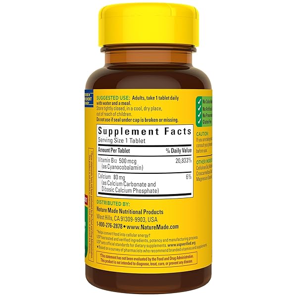 NATURE MADE VITAMIN B12 500 MCG, DIETARY SUPPLEMENT FOR ENERGY METABOLISM SUPPORT, 200 TABLETS, 200 DAY SUPPLY