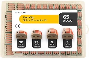 DEMASLED 65 Pcs Assortment with 2, 3, 4, and 5 Lever Terminals for Quick Electrical Splicing, Compact Connectors for Solid and Stranded Wires