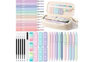 Four Candies 39 PCS Cute Stationery Set with Pencil Case, School Supplies with 5 Gel Pens & 6 Mechanical Pencils & 12 Highlig