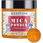 GOODTAKE Orange Mica Powder, Shimmery Pigment - Mica Powder for Resin, Candle Making, Soap Making - Epoxy Pigment Powder for Nail Polish, Eye Shadow, Bath Bombs, Slime (Orange, 2 oz)