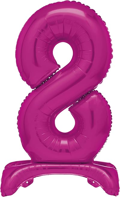 Unique Hot Pink Standing Number 8 Foil Balloon 30" Packaged
