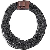 Coiris Beaded Strand Necklace for Women Boho Chunky Beaded Strand Necklace Bohemian Summer Beach Necklace Jewelry for Women(N0059-Black)