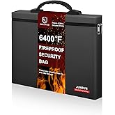 JUNDUN Fireproof Money Bag, 6400℉ Heat Resistant Fireproof Document Bag with Two Pockets for Home Travel Business - Holds Cash, Passport and Documents