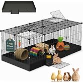 SNAAT Guinea Pig Cages DIY Small Animal Playpen with Waterproof Liner, Expandable Cage for Guinea Pigs, Metal Wire Yard Fence Rabbit Cage