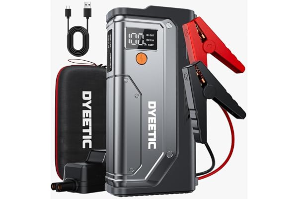 Dyeetic 6000A Car Jump Starter for Battery Boost Pack,800LM Flashlight | Car Starter Smart Jumper Cables for All Gas & 12.0L
