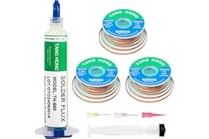 TANG HONG Soldering Wick And Flux,10CC No Clean Solder Flux (1 PACK), 4.9 Ft Desoldering Wick Braid Remover Solder (3 PACK), For Soldering Phone/BGA/Appliance Repair