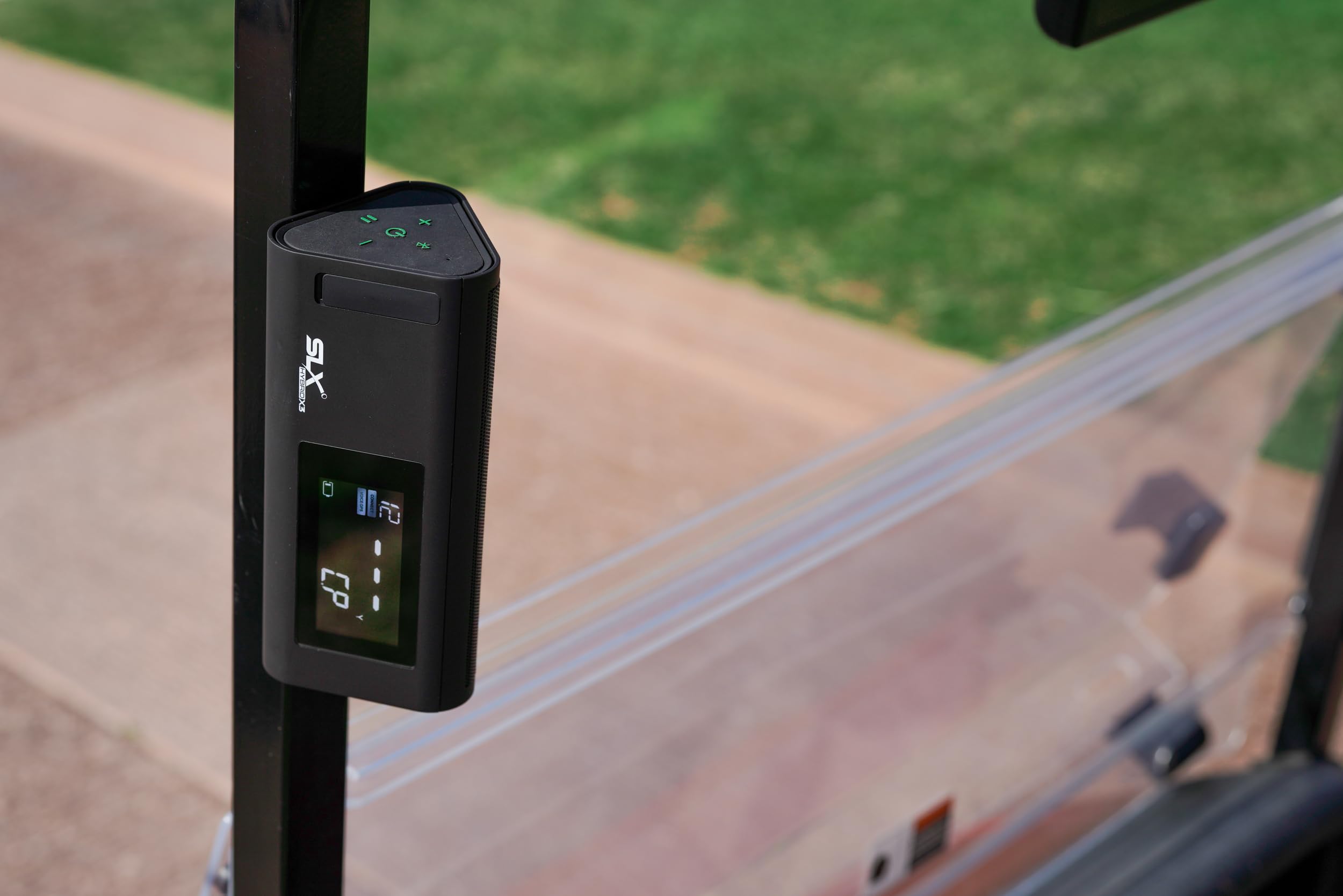 SwingLogic SLX Hybrid Pro Launch Monitor - Combined with HD Magnetic Speaker - Effectively Track Your Ball Speed, Club Speed, Distance and Smash Factor - Portable Golf GPS Device via Bluetooth (Black)