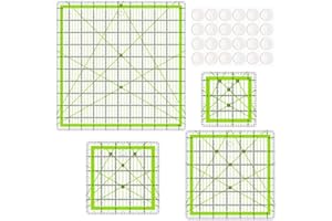 ZICALSO Quilting Rulers,4 Quilting Square Templates(3.5"X3.5", 5"X5", 6.5"X6.5", 10.5"X10.5"),Acrylic Fabric Cutting Ruler with Non-Slip Rings for Sewing