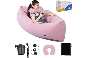 Bmag Sensory Chair for Kids, Inflatable Peapod Canoe with Neck Pillow, 60" Sensory Pod Seating ADHD Toy Gift for Autistic Children, Includes Electric Air Pump, Pink