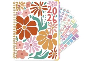GuassLee Planner 2026 Daily Weekly and Monthly - A5 Planner from January 2026-December 2026, 6.1"x8.4" Aesthetic Agenda Planning Book with Back Pocket, Stickers, Coated Tabs, A5 Size