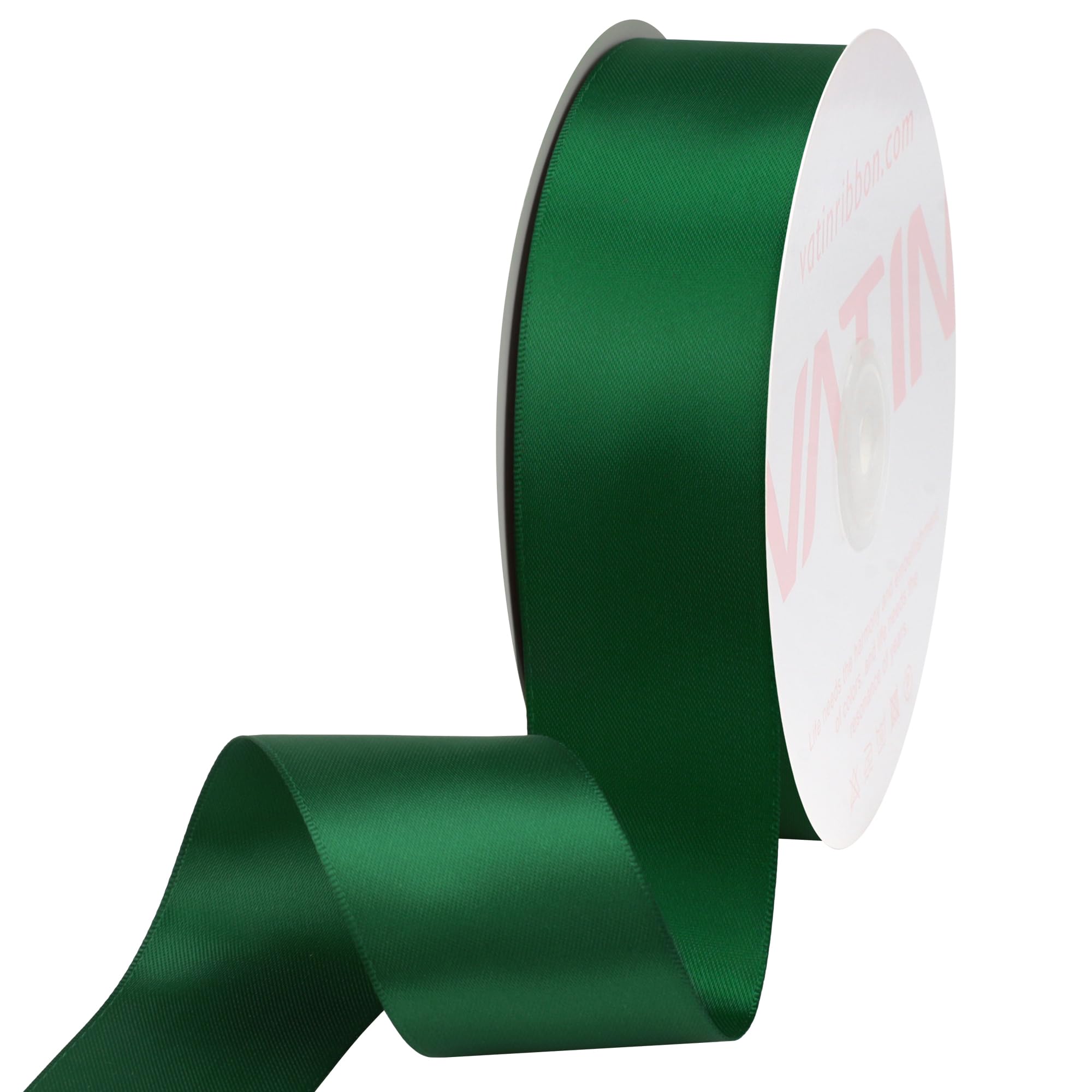 VATIN 38mm Wide Double Faced Polyester Forest Green Satin Ribbon Continuous Ribbon- 23 Metre, Perfect for Wedding, Gift Wrapping, Bow Making& Other Projects