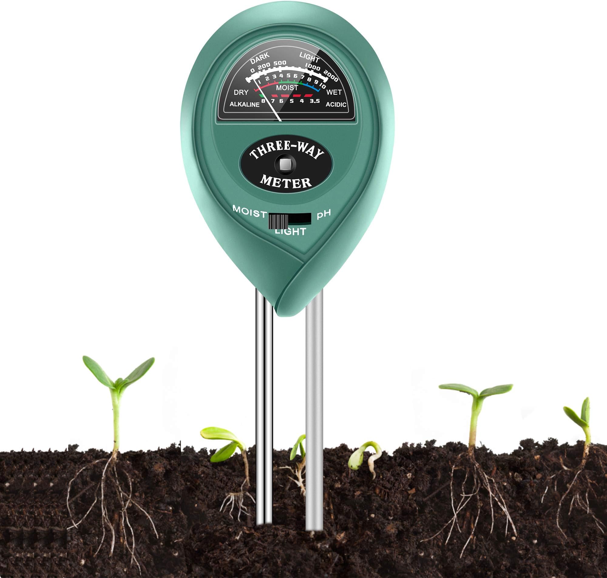 Soil Moisture Sunlight Ph Test Meter,Soil Tester Meter, 3-in-1 Test Kit for Moisture, Light & pH, for Home and Garden, Lawn, Farm, Plants, Herbs & Gardening Tools, Indoor/Outdoors Plant Care