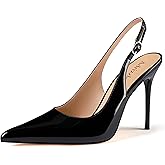 Adrizzlein Womens Slingback High Heels Pointed Toe Heels Closed Toe Stiletto Pumps Comfortable Sexy Non-Slip Elegant Wedding Party Shoes