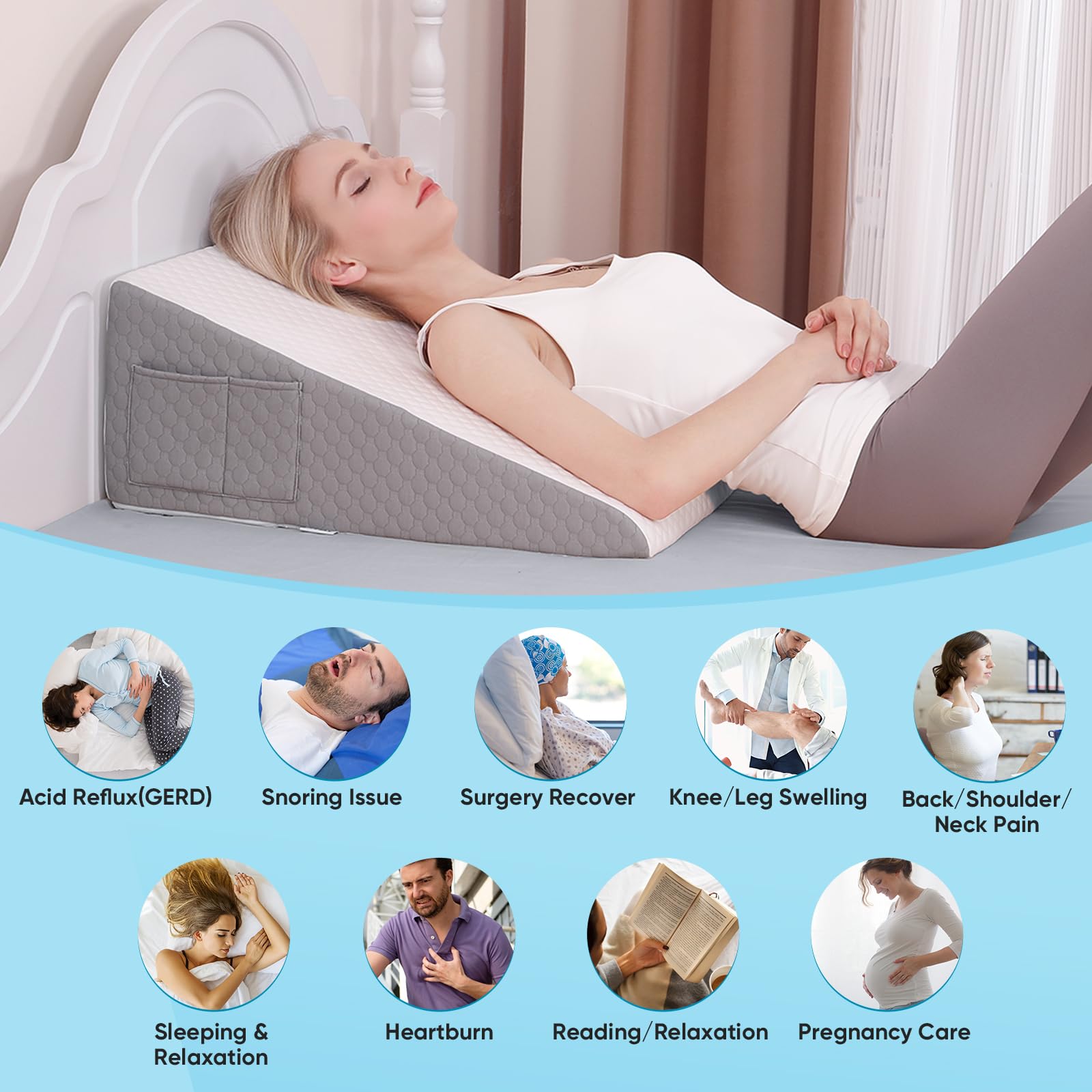 Forias Wedge Pillow for Sleeping,10