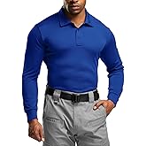 CQR Men's Polo Shirt, Long Sleeve Tactical Shirts, Outdoor UPF 50+ Pique Shirt, Dry Fit Lightweight Golf Shirts