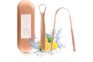Generic Copper Tongue Scraper 2-Pack with Travel Case - Medical Grade Cleaner Tool for Adults and Kids, Improve Oral Care, To
