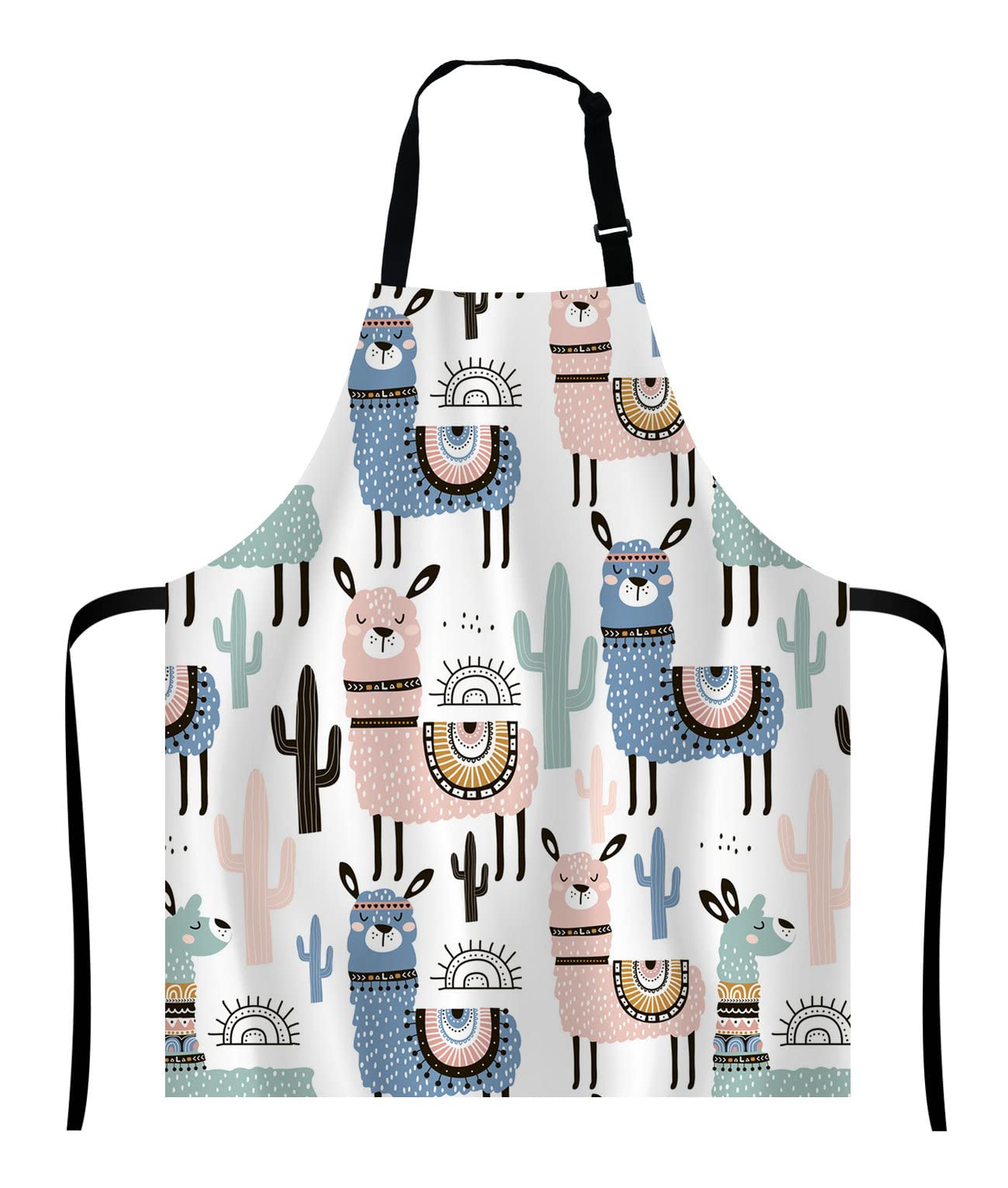 Wasach llama Apron, Cute animal alpaca with cactus Bib with Adjustable Neck for Men Women,Suitable for Home Kitchen Cooking Waitress Chef Grill Bistro Baking BBQ