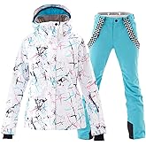 Women's Ski Jackets and Pants Set Windproof Waterproof Insulated Snowsuit Winter Warm Snowboarding Snow Coat
