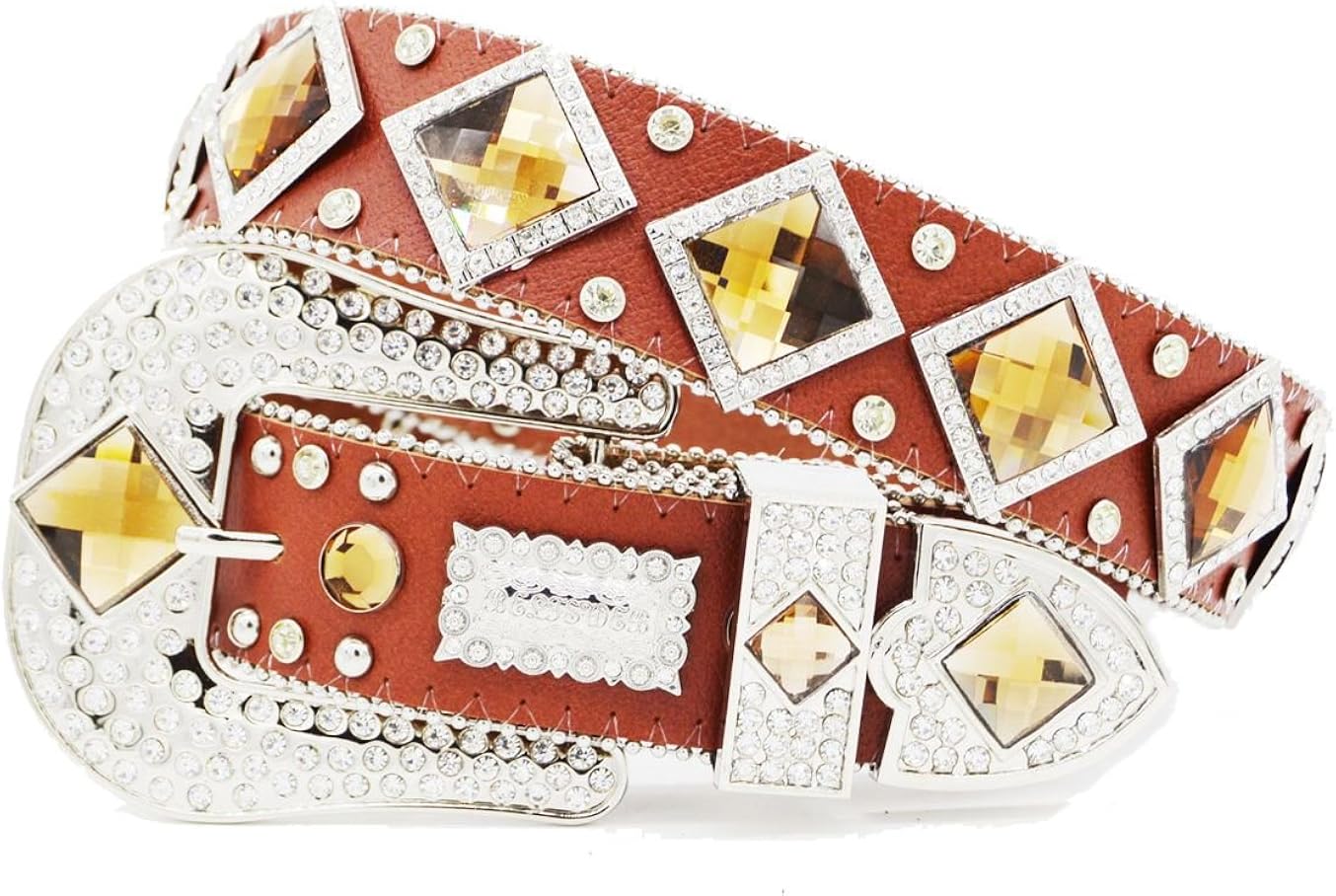 BELTSWEB 2602 Women's Rhinestone Diagonal Square Concho Western Belt