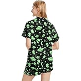 MSOKAZZLES Pajama Sets for Women 2 Piece Button Down Lounge Set Short Sleeve Tops and Shorts Soft Sleepwear