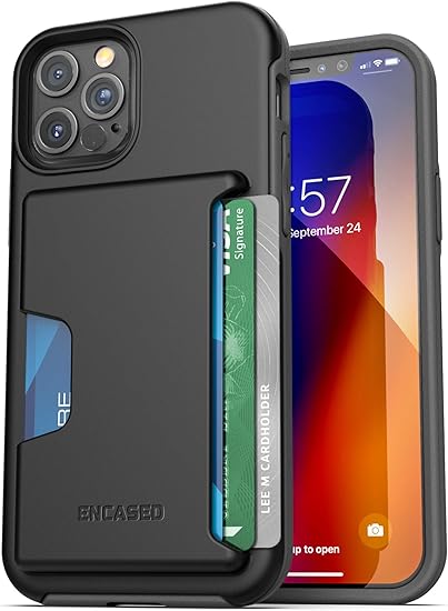 Amazon Com Encased Phantom Wallet Case Compatible With Iphone 12 Pro Max Protective Cover With Card Holder Slot 3 Credit Cards Capacity Black