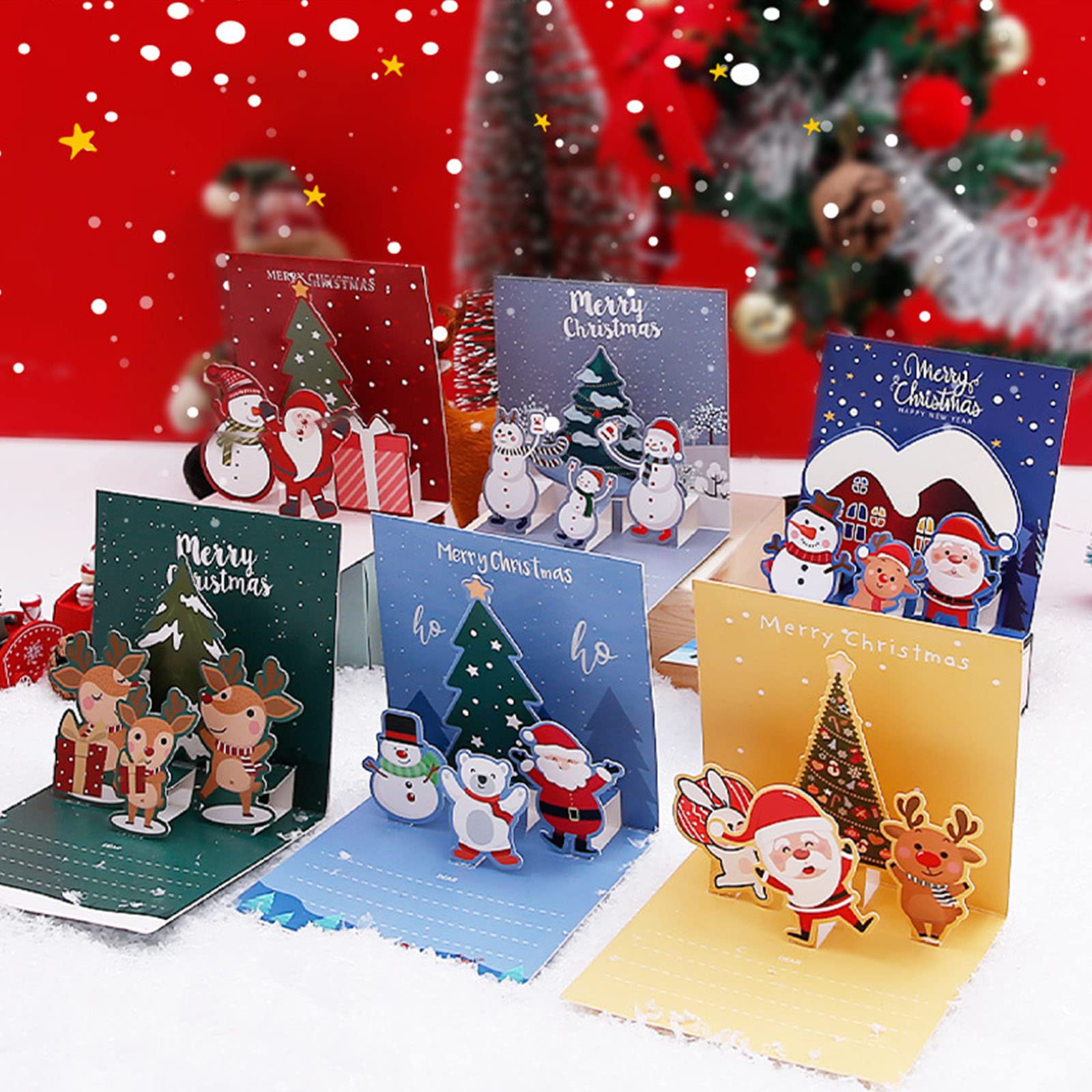 Christmas Card, 3D and Pop Up Cards, Handmade Christmas Cards for Children, Christmas Greeting Cards with Envelopes, Perfect Holiday Surprise on Christmas, New Year