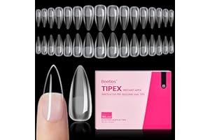 BEETLES GEL POLISH Beetles Tipex Instant Apex Nail Tips, Stiletto Medium, 192pcs 16 Sizes, Pre-Building Pre-Etched Strong Thicker Strong Acrylic Tips