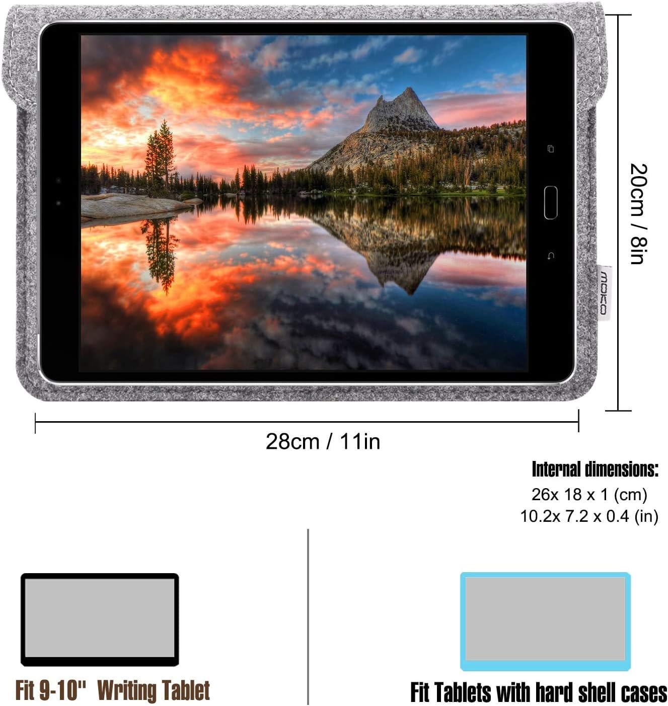 MoKo 9-11 Inch Felt Tablet Sleeve Bag Carrying Case Fits 11 inch iPad A16 2025, iPad Air M3, iPad10/9/8/7th Gen 10.2 - Image 5