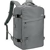 HOMIEE Carry On Bag, Large Travel Backpack Flight Approved Personal Item Bag, Waterproof Luggage Daypack Lightweight Weekender College Business Laptop Backpack, Grey