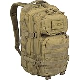 Mil-Tec Unisex Assault Pack - Rugged Durable Lightweight Ergonomic Versatile Tactical Outdoor Camping Hiking Backpack with Adjustable Padded Shoulder Straps &amp; MOLLE Loops, Coyote, 20L