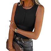 ANRABESS Tank Tops for Women Sleeveless Henley High Neck Summer Casual Ribbed Slim Shirts Racerback Beach Vacation Clothes