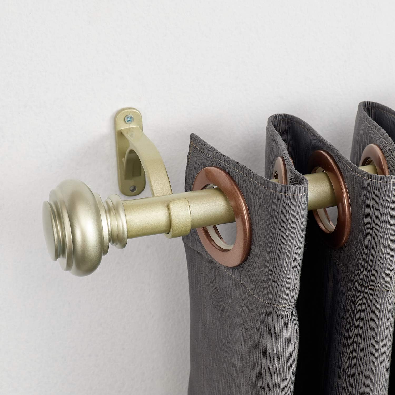 Vimayta 1 inch Curtain Rod with Resin Finials, 18-36 inches Classic Urn Adjustable Curtain Rod, Decorative Window Curtain Rod, Single Window Drapery Rods, Light Gold: Home & Kitchen