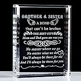 YWHL Meaningful Gifts for Brother from Sister, Laser Engraving Crystal Keepsake for Sister and Brother, Sisters Birthday Gifts from Brothers