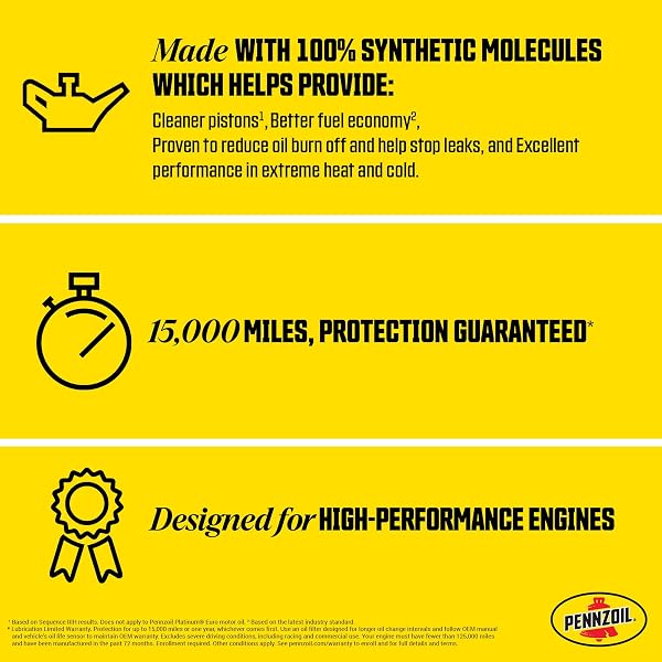 PENNZOIL PLATINUM FULL SYNTHETIC 5W-30 MOTOR OIL, 5 QUART