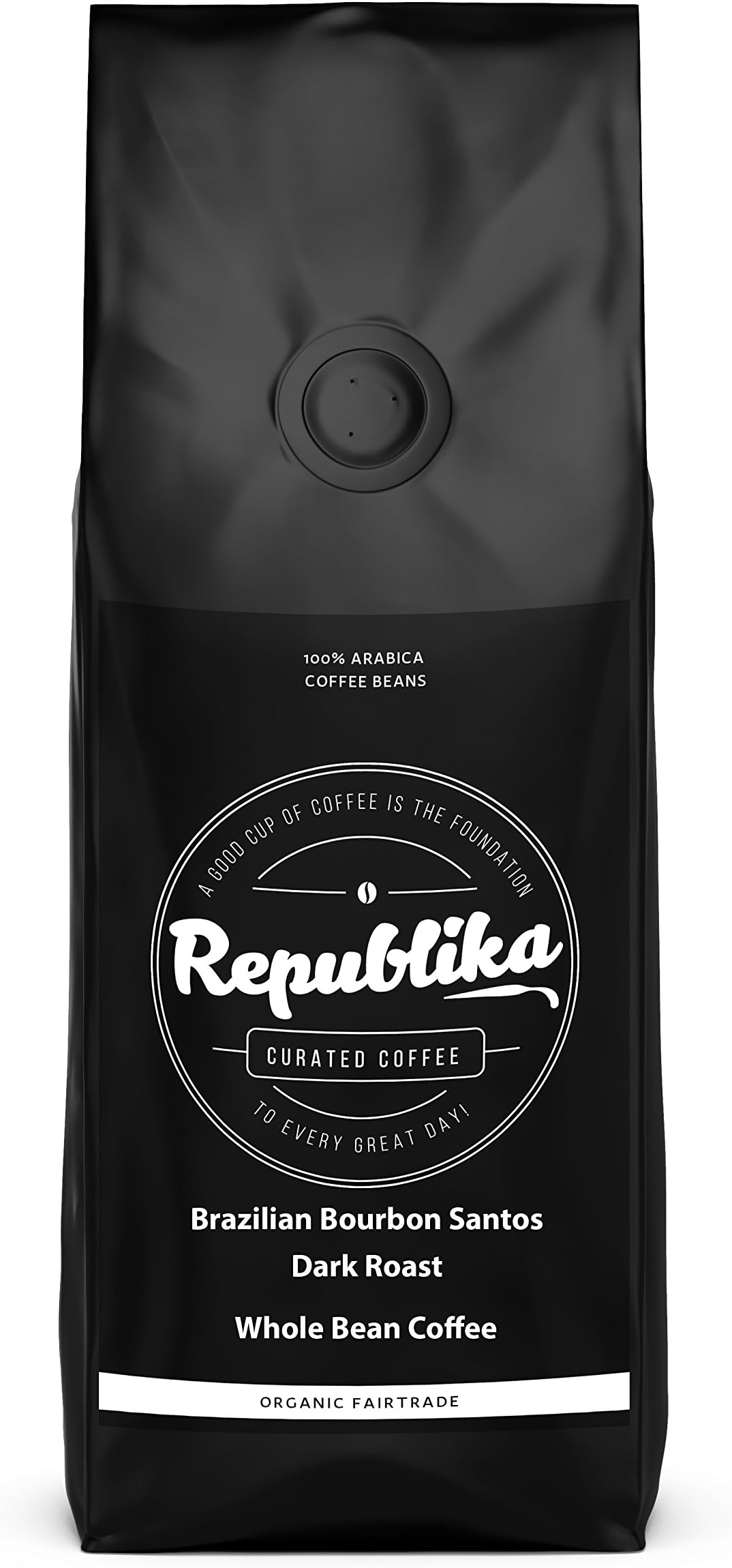 Republika Coffee Fairtrade Low-Acid Organic Coffee (Brazilian Bourbon Santos Dark Whole Bean Coffee, 2 lb)