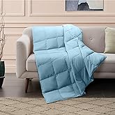 DAICO Lightweight Down Throw Blanket Feather Down Throw for Couch Sofa Soft Packable Down Blanket Throw for Indoor and Outdoor Use 50"x70" Blue Blanket