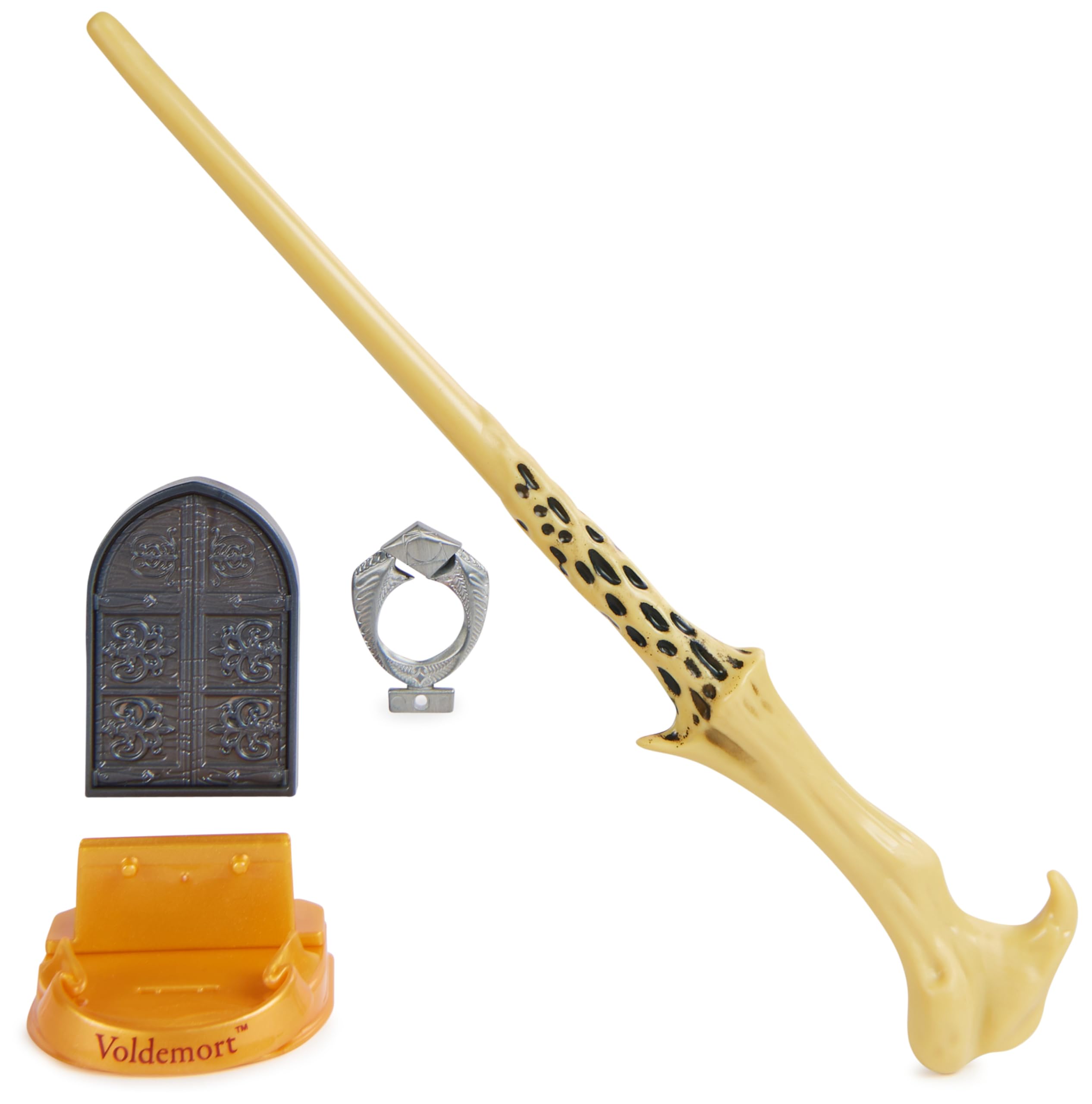 Wizarding World Harry Potter, 12-inch Magical Collector Voldemort Wand with Stand & Die-cast Icon, Magical Artifacts, Accessory for Halloween Costumes