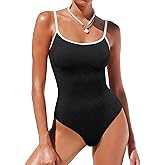 ANRABESS Women One Piece Swimsuit Backless Full Coverage Ribbed Adjustable Strap Bathing Suit Beach Vacation Clothes Swimwear