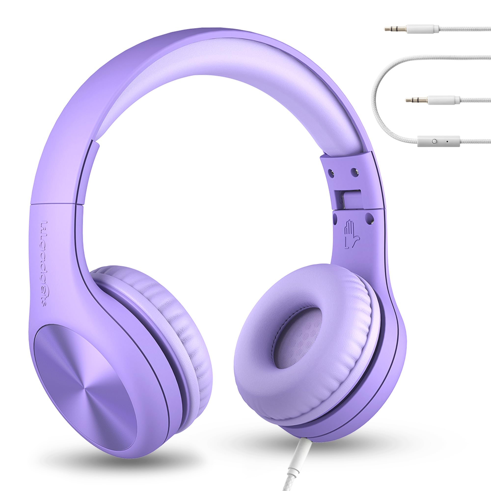 Photo 1 of LilGadgets Connect+ Pro Wired Kids Headphones for School w/Microphone, Volume Limiting, Noise Reducing Over-Ear Headset w/Cord, SharePort Technology & SoftTouch Padding, Purple Headphones for Kids
