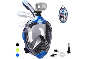 ZIPOUTE Snorkel Mask Full Face, Full Face Snorkel Mask Adult and Kids with Detachable Camera Mount, Snorkeling Mask 180 Panoramic View Anti-Fog Anti-Leak Dry Top Set with Adjustable Straps